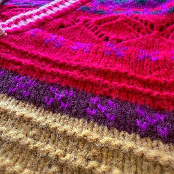 Sundance Sweater Size Small Senga Oversized V Neck Fair Isle - Picture 5 of 10